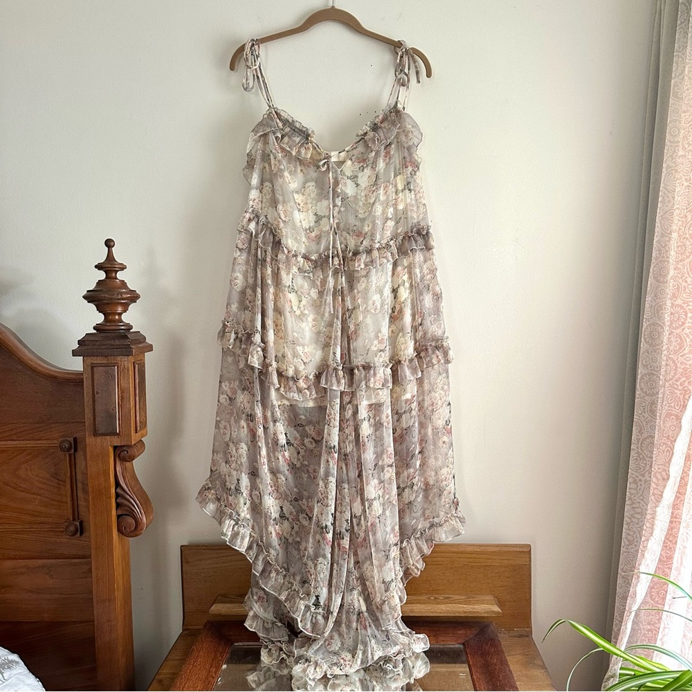 Choosy • Sheer Floral‎ Ruffle Flowy Maxi Dress
